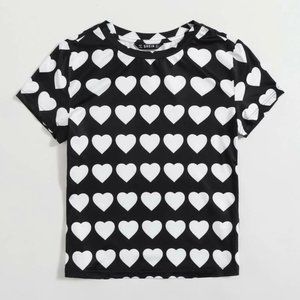 Round Neck Heart Print Top
